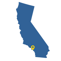 California map pointing to Santa Fe Springs