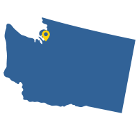 Washington map pointing to Woodinville