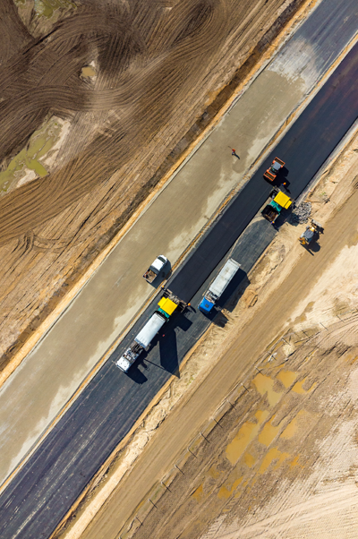 Arial view of road