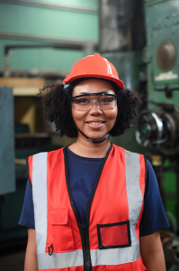 Safety lady construction worker