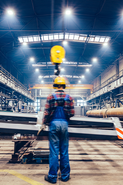 Blue collar worker in factory