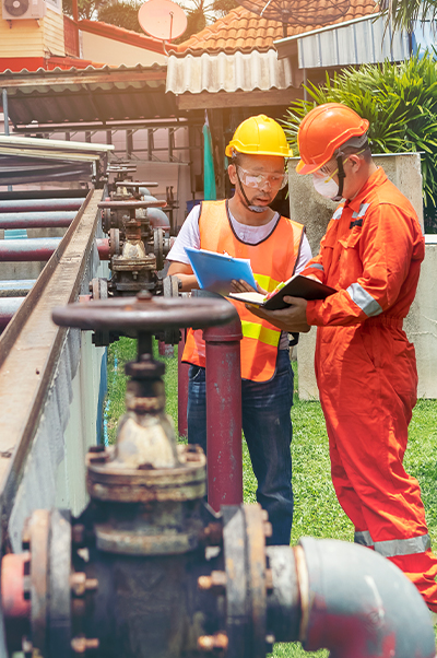 Water facility with two workers